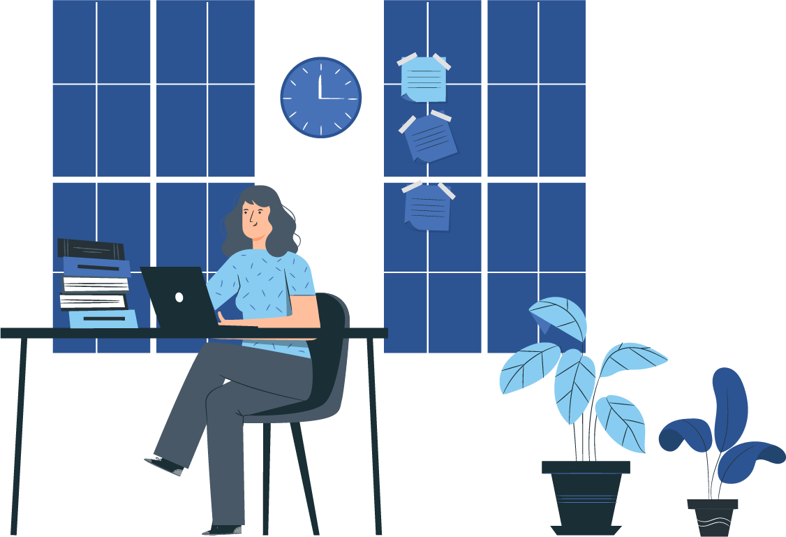 person at desk reading resources 
