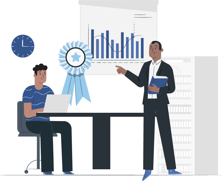 noc engineer pointing at data while coworker works