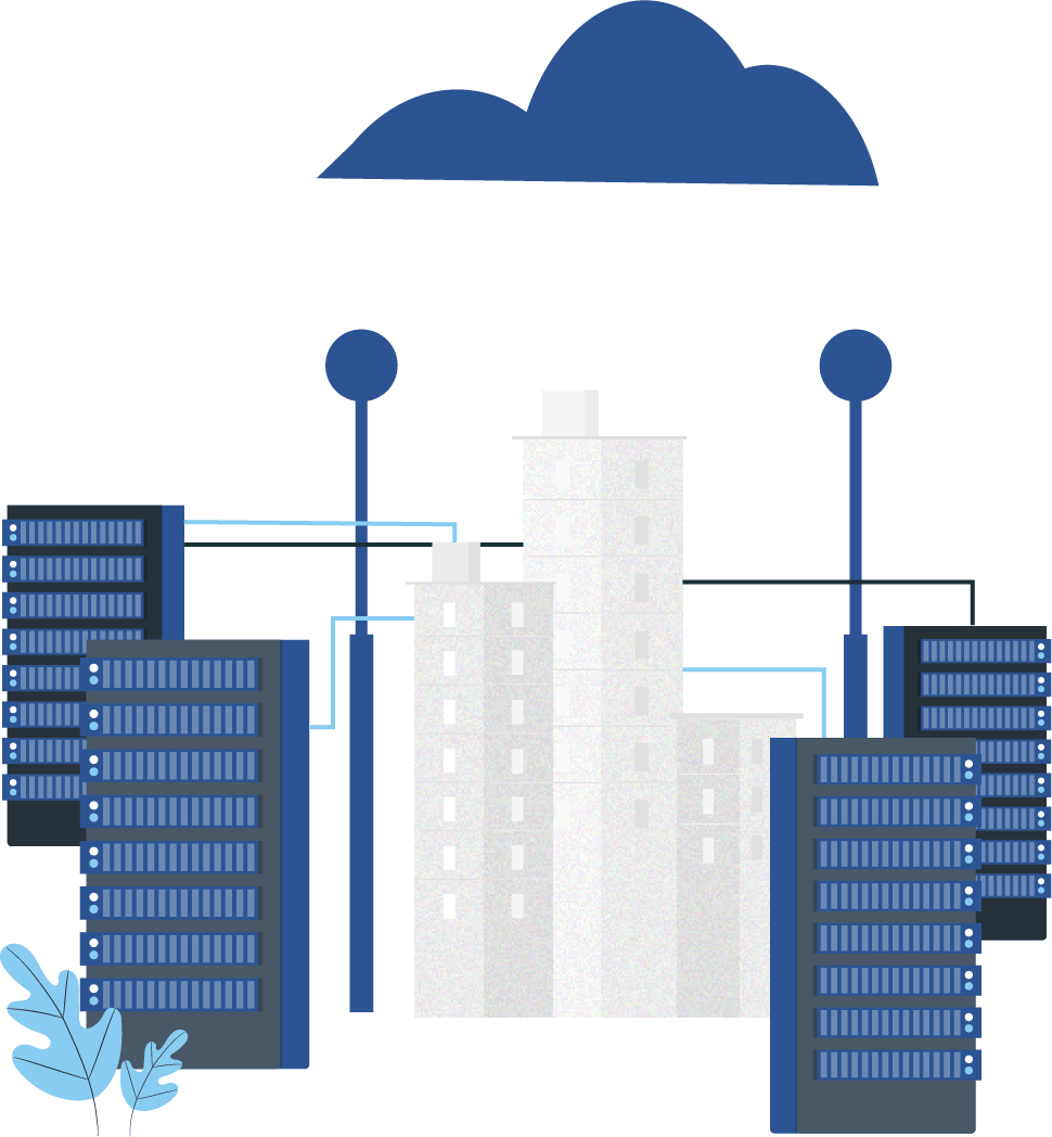skyscrapers under a cloud illustration