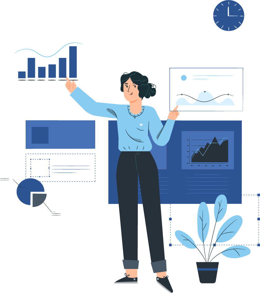 woman working with data illustration