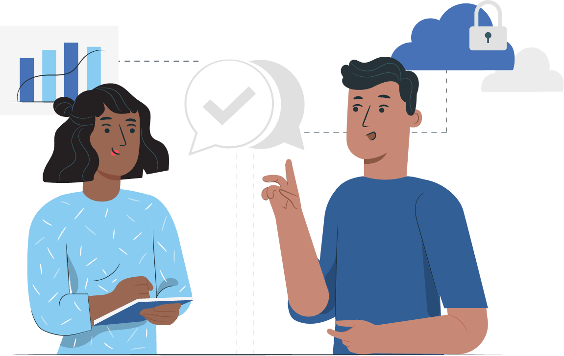 virtual support employee helping a client illustration